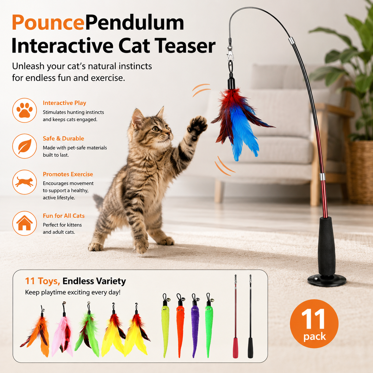 PouncePendulum Interactive Cat Teaser (11 pcs)