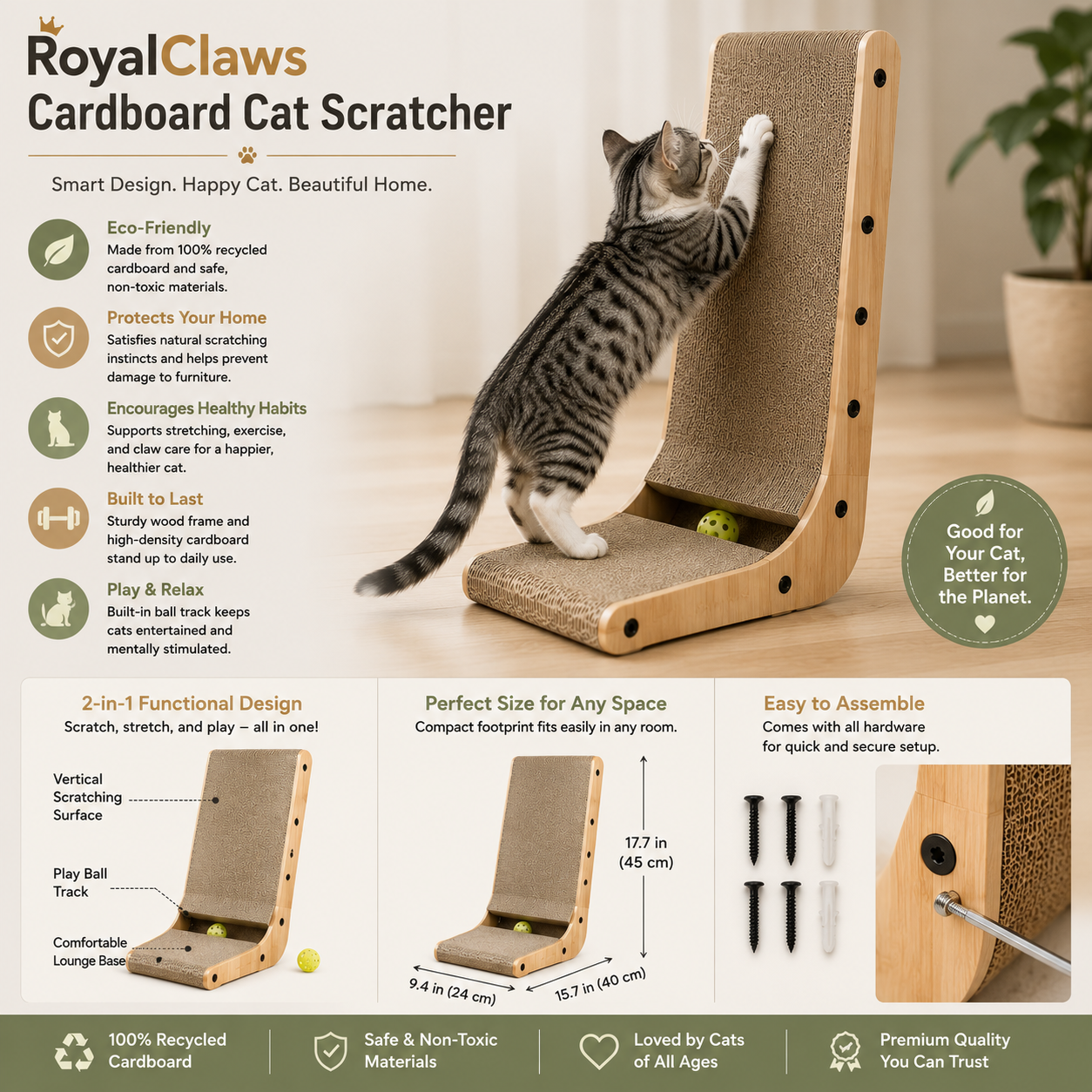 RoyalClaws Cardboard Cat Scratcher